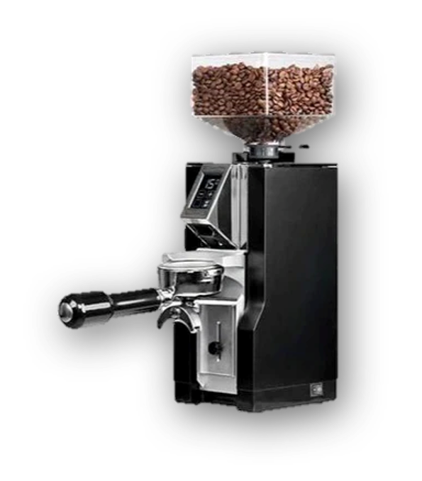 Eureka Libra/Scale schwarz matt inkl. Pulvertrichter mit Kaffeebohnen im Behälter