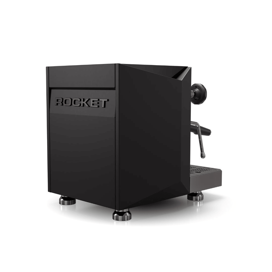 Rocket Giotto R Fast schwarz – kompakte Espressomaschine für Heim-Baristas mit modernem Design.