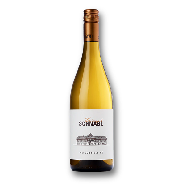 Schnabl - WELSCHRIESLING Weinflasche mit kargem, frischem Design und eleganter Etikette für Naturwein Schweiz