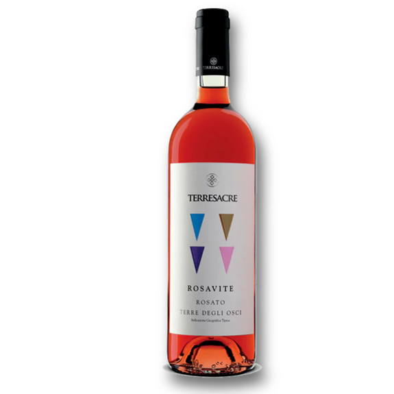 TERRESACRE ROSAVITE ROSATO Molise OSCI IGT 2024 Weinflasche mit frischem, fruchtigen Aroma in kristallinem Rosé.