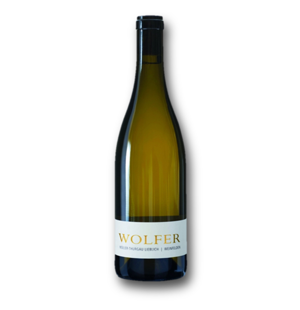 Wolfer - Müller Thurgau lieblich Weinflasche aus dem Thurgau, Schweiz.