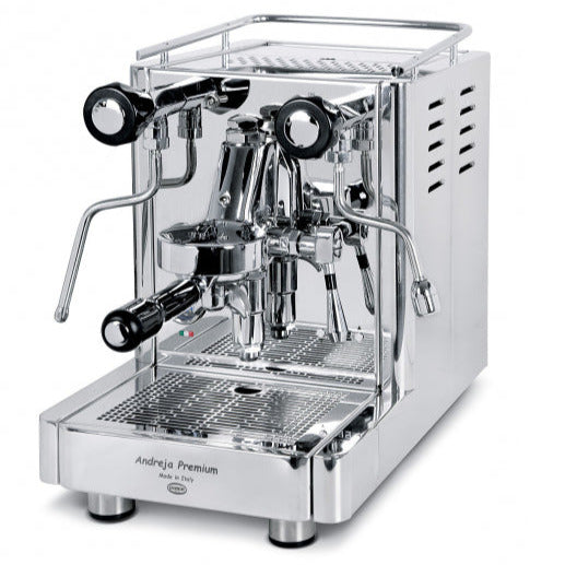 Quick Mill 0980 Andreja Premium PID espresso machine with sleek stainless steel design and advanced brewing features.