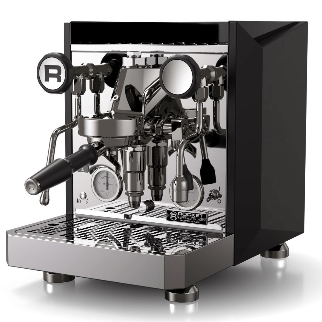 Rocket Giotto R Fast schwarz – kompakte, semi-professionelle Espressomaschine für perfekten Kaffee zu Hause.