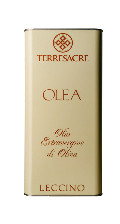 TERRESACRE - NATIVES OLIVENÖL EXTRA in a gold tin featuring OLEA and Leccino.