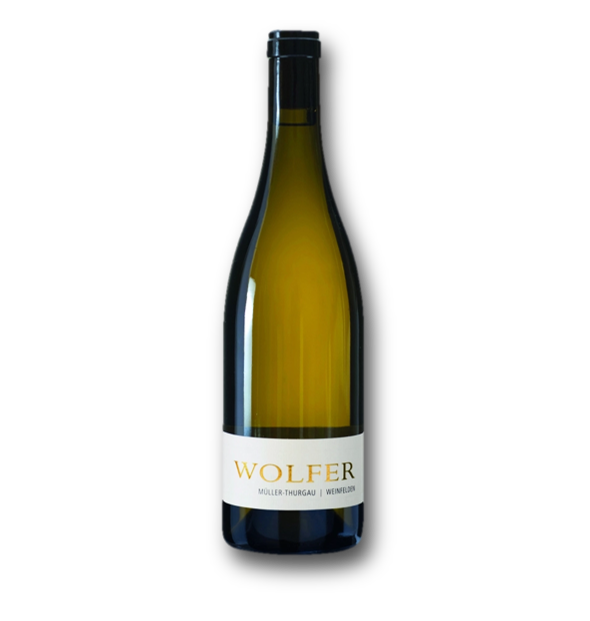 Wolfer - Müller Thurgau Weinflasche, exklusiver Weisswein aus der Schweiz, eignet sich perfekt für Apéro.