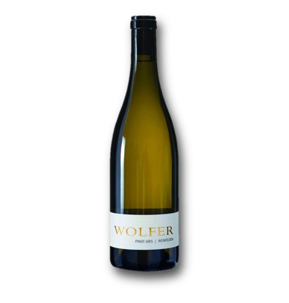 Wolfer - Pinot Gris Flasche, ein komplexer, vollmundiger Weisswein aus der Schweiz, ideal zu hellem Fleisch oder Käse.